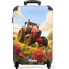 NoBoringSuitcases.com NoBoringSuitcases© Valigia Cabina Bambino Bagaglio A Mano Trolley | 55x35x20 cm - Bambini Da Viaggio Rigido Leggero Aereo 4 Ruote Luggage Trattore - Fiori - Sole
