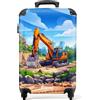 NoBoringSuitcases.com NoBoringSuitcases© Valigia Cabina Bambino Bagaglio A Mano Trolley | 55x35x20 cm - Bambini Da Viaggio Rigido Leggero Aereo 4 Ruote Luggage Escavatore - Cantiere - Paesaggio