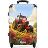 NoBoringSuitcases.com NoBoringSuitcases© Valigia Media Bambini Trolley Medio Da Viaggio Rigido | 67x43x25 cm - Leggero 4 Ruote Valigie Per Bimbo Bambino Ragazzi M Trattore - Fiori - Sole