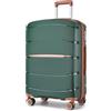 KONO Valigia Media in PP Rigida 20 kg - Trolley con Ruote 360°TPE, Leggera con Serratura TSA (66,5 cm, Verde/Marrone)
