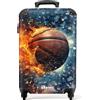NoBoringSuitcases.com NoBoringSuitcases© Valigia Cabina Bambino Bagaglio Bambini Trolley Viaggio | 55x35x20 cm - Aereo Cabin Size Rigida Leggera Ruote Valigie Bimbo Basket - Fuoco - Dinamico