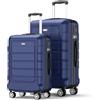 SHOWKOO Set di Valigie Rigide 2 Pezzi 55 + 67cm. ABS+PC Leggero Resistente Valigia Trolley da Viaggio con Chiusura TSA e 4 Ruote Doppie (Blu Notte, Set 2 Valigie 55cm+67 cm)