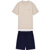 Emporio Armani Pigiama Uomo in Jersey Endurance con Bermuda - Beige e Blu Navy