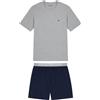 Emporio Armani - Pigiama Uomo con Bermuda in Jersey Stretch - T-shirt Beige e Bermuda Blu