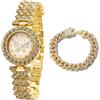 Halukakah Orologio con Diamanti per Ragazze,Bambine - Placcato in Oro 18 Carati,Quadrante 29mm con Motivo Farfalla,Quarzo Giapponese - Lunghezza 19,5cm -Viene Fornito con Catena Cubana 18cm -per Feste