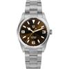 watchdives WD6610 Orologio automatico, movimento giapponese 9015, 37 mm, in cristallo zaffiro, da uomo, impermeabile fino a 100 m, con chiusura a regolazione rapida OTF, Marrone, classico