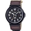 Casio Orologio analogico al quarzo da uomo con cinturino in tessuto MW-240B-5BVCF, Marrone