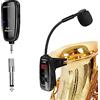 XIAOKOA Microfono Senza Fili per Sassofono,UHF Wireless Microphone per Strumenti Musicali,Ricevitore e Trasmettitore Senza fili per Sassofono/Tromba/Trombone/Clarinetto