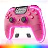 Linhugame Controller wireless compatibile con PS5/Slim/Pro/PC rosa | Guscio strutturato trasparente/Luce RGB/Joyticks Hall e Trigger/Macro/Turbo/Jack 3.5mm/Altoparlante e Mic/Batteria 1500 mAh