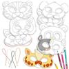 Papierdrachen Set fai da te per bambini, 8 maschere di carta da colorare e fai da te, set creativo con elastico, diversi motivi, ideale per feste di compleanno dei bambini a partire dai 3 anni in su