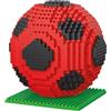 Atomic Building Pallone da Calcio Rosso e Nero da Montare con Mini Blocchi. 3D