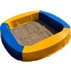 BURI Sabbiera Premium in plastica, 150 x 150 x 20 cm, Made in Germany, colore: giallo/blu