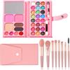 MUNSKT Set di trucchi per bambini in 33 colori, giocattoli per il trucco per bambini con 8 pennelli, kit di trucco non tossico, cosmetici lavabili per spettacoli teatrali, Halloween, Natale, festa di