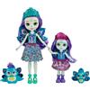 Enchantimals Mattel Patter & Piera Peacock Sister Dolls (15,2 cm e 10,2 cm) e 2 figure di animali, gonna rimovibile e accessori, ottimo giocattolo per bambini dai 3 anni in su