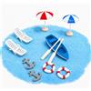 AUEFUDQ 10 Pezzi Mini Decorazione Da Spiaggia, Casa Delle Bambole, Mini Piscina, Micro Set Di Sedie Da Spiaggia, Per Bambole, Spiaggia, Micro Paesaggio Fai Da Te