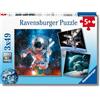 Ravensburger - Puzzles Avventure Nello Spazio Confezioni Da 3 | Puzzle Bambini 5 Anni O Più | Regalo Bimba 5 Anni 3 X 49 Pezzi | Puzzle Bambini 21 X 21 Cm | Puzzles Perfetti Ravensburger