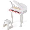 KOMFOTTEU Set di pianoforte per bambini, 37 tasti, pianoforte elettronico con microfono e sgabello, tastiera per pianoforte con 8 effetti di percussione e stili di accompagnamento, tastiera per