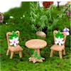 CULER 3Pcs Floreale Tabella Sedie Miniature Micro Paesaggio Fairy Garden Decor Dollhouse