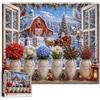 Tucocoo Puzzle di fiori natalizi per adulti, 1000 pezzi, puzzle invernale con slitta di Babbo Natale, uccelli cardinali e scritture ispiratrici opere d'arte floreali per la casa, accogliente per gli amanti