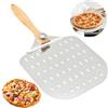 LEKEFETO Pala per pizza perforata: 12 pollici in alluminio anodizzato, per pizza con manico anti-scottatura, manico lungo rimovibile-31 x 31 cm