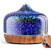 Porseme Diffusore di aromi in vetro con telecomando, effetto 3D, soffiato a mano, per fuochi d'artificio, umidificatore ad ultrasuoni, per oli essenziali, silenzioso, 7 colori, luce a LED, spegnimento