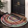 YongXinMY Zerbino semicircolare in stile bohémien, stile vintage, con motivo con pietre, semicerchio, tappeto di benvenuto antiscivolo, assorbente, per interni, esterni, ingresso, bagno, cucina (F, 60
