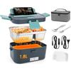 Dreamhigh® 100W Scaldavivande Elettrico Portatile 1.8L, Porta Pranzo Riscaldabile con Borsa, Forchetta e Cucchiaio, 12V/24V/220V Lunch Box Elettrico, Porta Pranzo da Ufficio e Auto