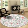Generico Tappeto rotondo da 120 cm Tappeto Fiori Rosa Viticci, Antiscivolo Morbido lavabile in lavatrice Tappetini Rotondo Stile Country per soggiorno camera da letto cameretta dei bambini
