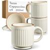 Cosumy Set 4 Tazze Cappuccino Beige - Tazzine Caffe Particolari 200 ml