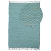 carpetfine Tappeto a tessitura Kilim Chindi Uni Turchese 60x90 cm, tessuto a mano | Tappeto moderno reversibile in cotone per soggiorno e camera da letto con frange