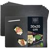 Moritz & Moritz 6 Piatti in Ardesia Rettangolare 30x20cm - Piatti da Portata Con Matita a Gesso - Per Buffet, Sushi e Formaggio, Perfetti per Decorare