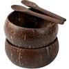 frymmx Set di 2 ciotole e cucchiai in cocco naturale, lucidati a mano con olio biologico, ecologiche, per acai/poke/insalate, guscio di cocco resistente, utensili da cucina con design leggero