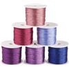 Spritewelry 6 rotoli di filo metallico in poliestere da 0,4 mm, per gioielli, perline, ricamo, cucito, fai da te, braccialetti dell'amicizia, rosa, viola
