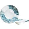 CER-POR Piatti Pasta ONDA BLU 27 Cm Set 2 Pezzi Porcellana Design Onda Per Pasta Risotti Piatti Moderni