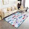Loussiesd Set di tappeti per bambini e bambine con aeroplano con cartoni animati aerei, elicottero, tappeto decorativo blu navy rosso tappeto decorativo aereo kawaii accento tappeto tappeto 100 x 150 cm