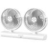 Vilgftyiet Ventilatore a doppia testa con luce, ventilatore portatile da tavolo a 3 velocità, ventilatore da tavolo ricaricabile con USB-C, per casa, ufficio, viaggi, campeggio, viola, bianco