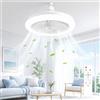 Usper Ventilatore da Soffitto con Luce, Lampadario con Ventilatore da Soffitto LED Telecomando E27 30W Ventola Lampadina Silenzioso Ventilatori, Timer 3 Velocità 3 Colori per Camera (Bianco)
