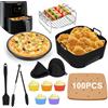 POFIBO Accessori per Friggitrice ad Aria compatibili con Philips Essential 4,1L (HD9200/HD9252/HD9255/NA229/00) - Riutilizzabili, senza BPA, Teglia Silicone Friggitrice ad Aria(115 pezzi)