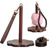 Wisnewth Porta Matasse in Legno Portatile con Cinturino Regolabile - Supporto Filati Indossabile e da Tavolo per Maglia e Uncinetto, Design Compatto in Legno Noce (12x12x19 cm)