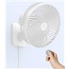 LEMOISTAR - Ventilatore da parete da 10 pollici con telecomando, oscillazione a 90°, 4 velocità, 4 timer, inclinazione regolabile, cavo da 70 pollici, silenzioso, per camera da letto, garage, (bianco)