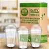 G.M. DISTRIBUZIONE GM 100 Bicchieri Kristal Biodegradabili e Compostabili 400 ml con Coperchio, Trasparenti, Rigidi e Resistenti, per Frappè, Granita, Frutta e Cocktail