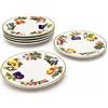 LEONARDO LUXURY HOME DESIGN Servizio Piatti 6 Pezzi Porcellana Decorazione Frutta Piatti Dessert Pane Ø 15,5 cm Piattini Torta Eleganti Bordo Verde Lavastoviglie Microonde (Frutta)