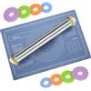 TOTDUKE Mattarello con Spessori, Acciaio Inox, 42cm, con Tappetino Silicone 60x40cm