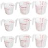 YUENPUN Confezione da 9 caraffe graduate in plastica, 250 ml, 500 ml, 1000 ml, con manico, caraffe graduate trasparenti per cottura e cottura