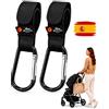 IDEAS QUE NO VEAS IMAGINA Idee da non vedere® Resistenza, 15 kg, ganci per passeggino con moschettone di sicurezza, confezione da 2, accessori per passeggini, misura universale, antiscivolo, leggero e