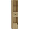 HOMCOM Libreria 6 Ripiani Con Cassetto, Sportello, Mensole Aperte, 30x24x158 Cm, Rovere | Aosom Italy
