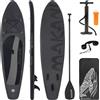 ECD Germany Gonfiabile Stand Up Paddle Board Makani, 320x80x15 cm, nero, PVC, fino a 120 kg, borsa per il trasporto con pompa accessori