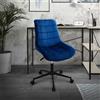 ML-Design Sedia da ufficio ML-Design blu in velluto con struttura in metallo; sedia imbottita con schienale regolabile in altezza e rotante a 360°, ergonomica, per l'home office o l'ufficio