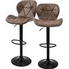 ML-Design Set di 2 sgabelli da bar Sgabello da bancone girevole a 360°, ecopelle, sedia da bar imbottita con schienale e poggiapiedi, 59-79 cm