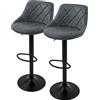 ML-Design set di 2 sgabelli da bar Sgabello da banco girevole a 360°, sgabello da bar imbottito con schienale e poggiapiedi, 62-82 cm